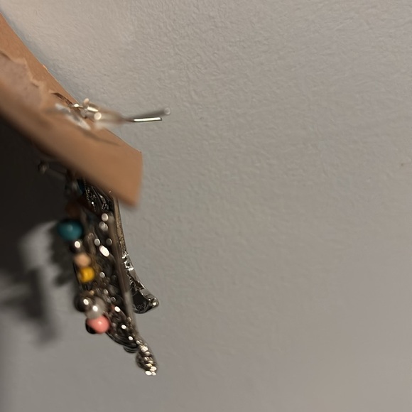 Austin West Cowgirl spurred boots,fish hook earrings, silver tone,beaded accent - Picture 4 of 4